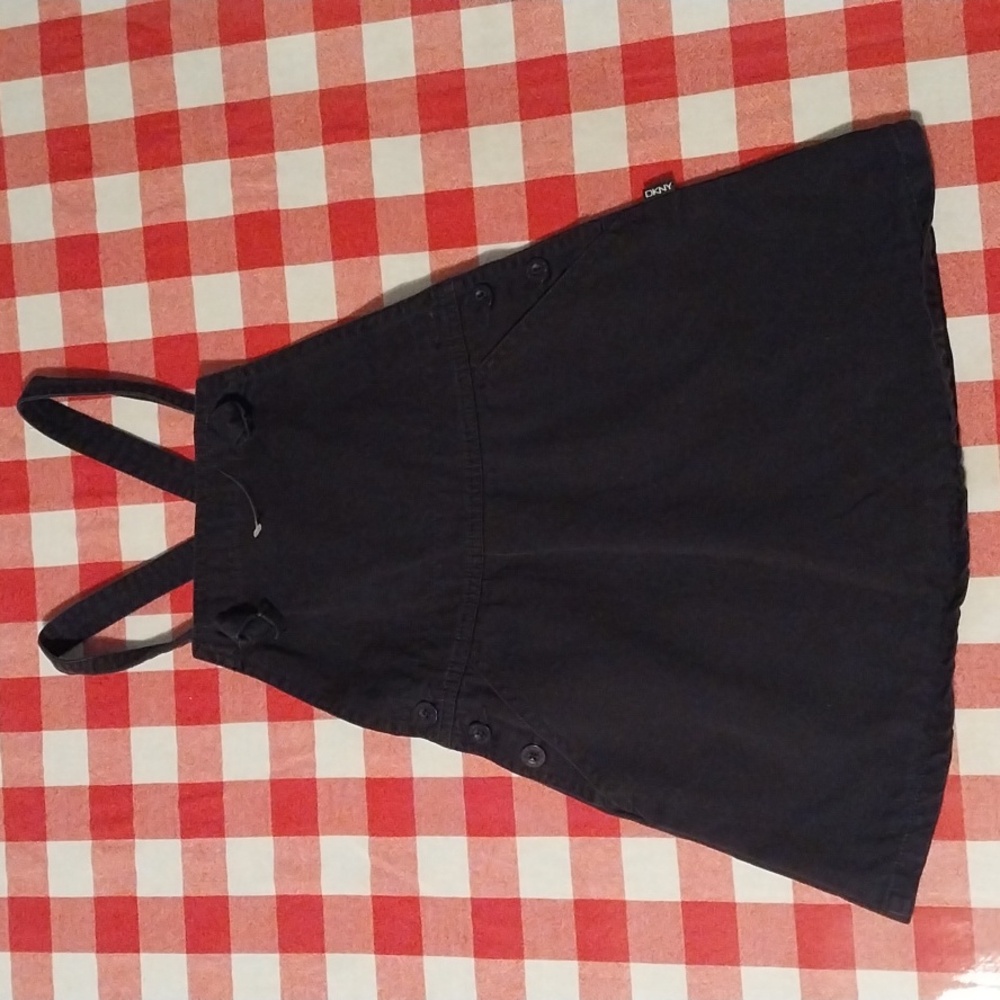 DKNY Girls Black Denim Pinafore / overalls  Size 6X